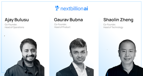 NextBillion.AI 的三位創始人 | 圖片來源:官方網站